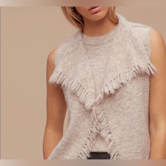 Aritzia Wilfred Free Fei Fei Alpaca BlendFringe Trim Sweater Vest - Picture 5 of 15